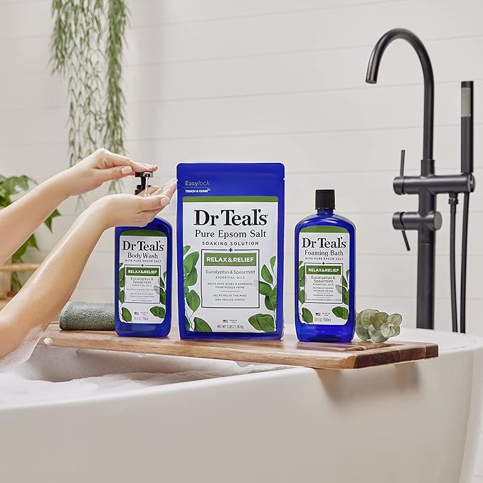 Dr Teal's Salt Soak with Pure Epsom Salt, Relax & Relief with Eucalyptus & Spearmint, 3 lbs