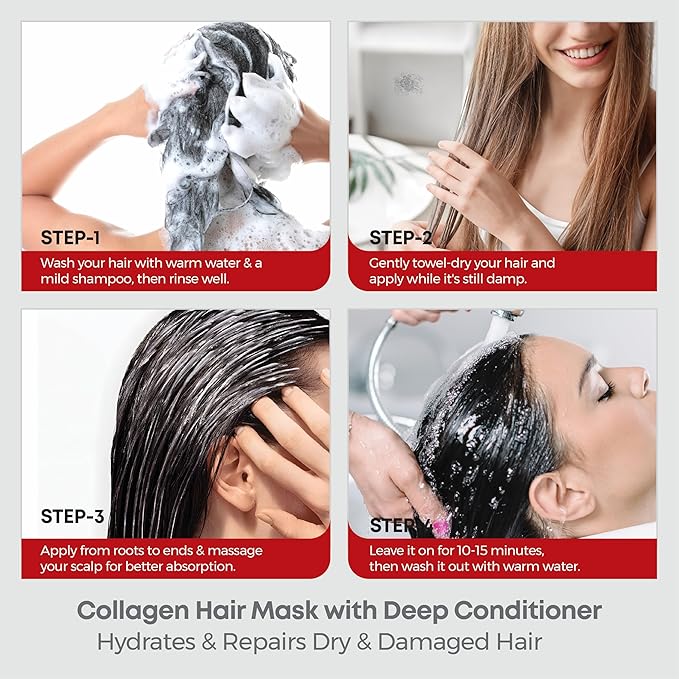 Collagen & Keratin Hair Mask – Deep Repair – 16.9oz + Comb