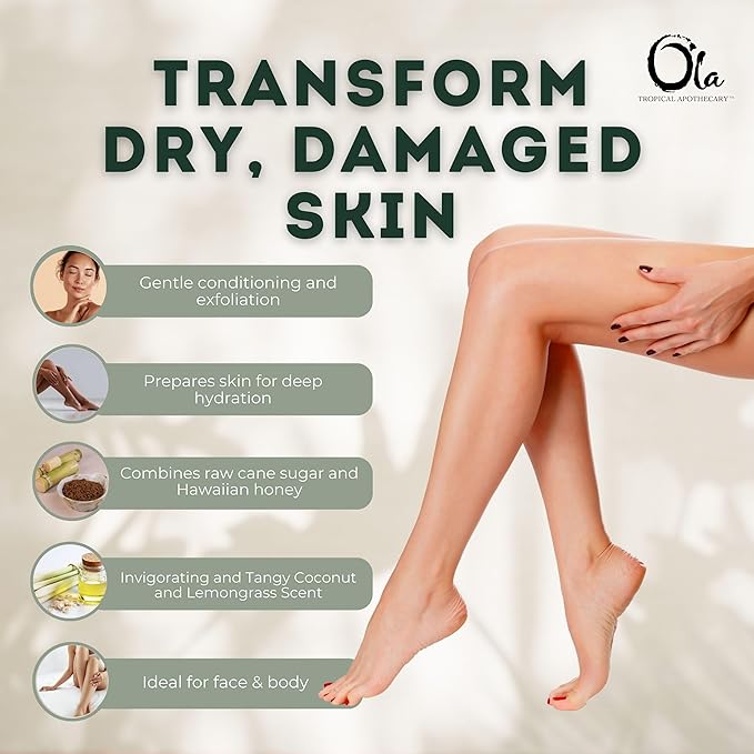 Ola Tropical Apothecary Coconut Sugar Polish with Pure Tropical Oils and Plant Extracts - 11.6 Oz