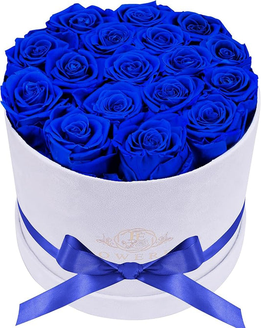 17 Flowers in a Luxury Suede Box, Birthday Gifts for Women, Preserved Flowers, Mothers Day Roses Gift for Mom, Royal Blue