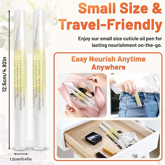 Meschett 2PCS Cuticle Oil Pens for Nail Care,Cuticle Revitalizer Oil Pen with Soft Brush,Cuticle Oil to Prevent Nail Cracking and Dry (Pineapple & Lemon Flavor)