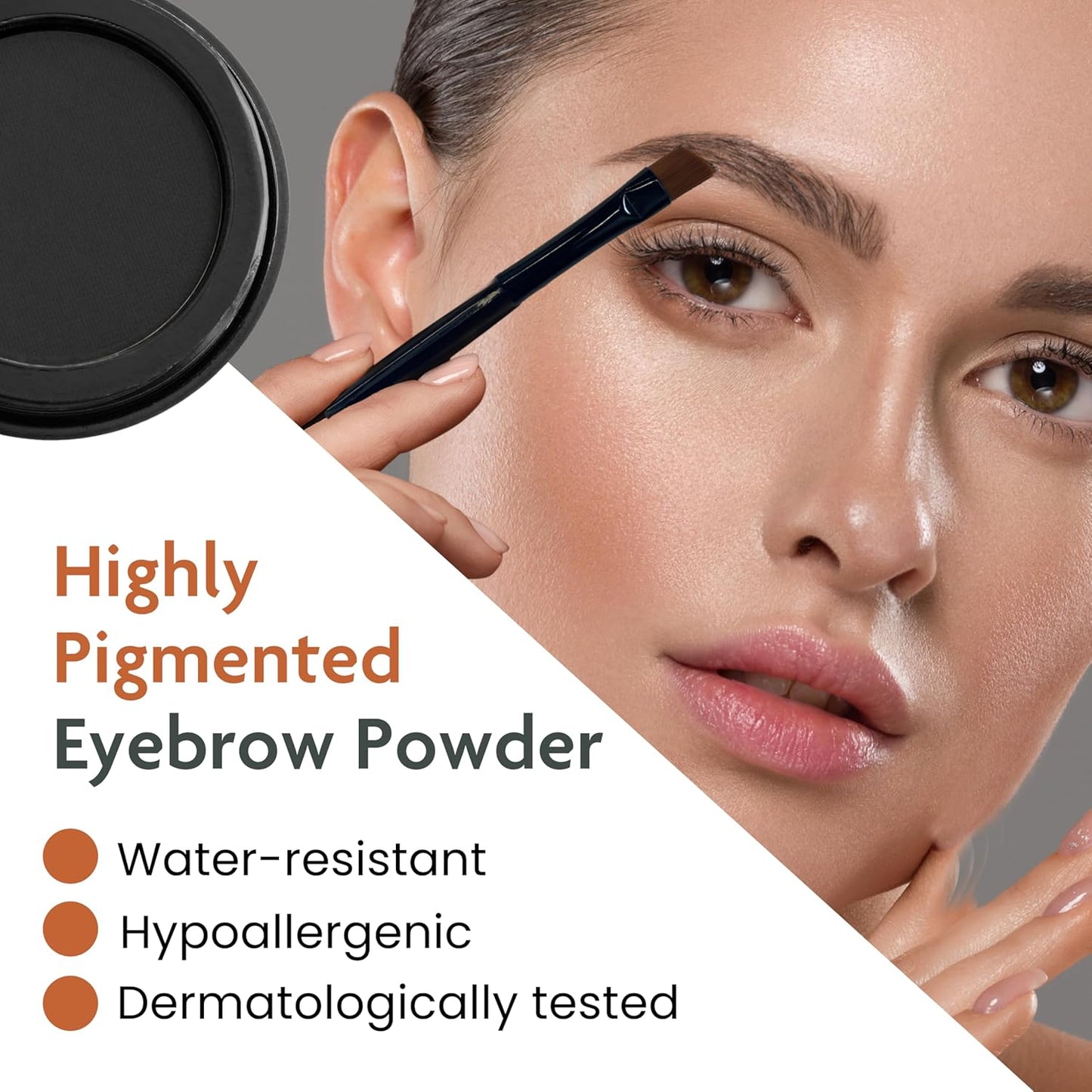 Eyebrow Powder, High Colour Pigmentation, Cruelty-Free & Vegan, Natural & Even Eyebrows (Jet Black)