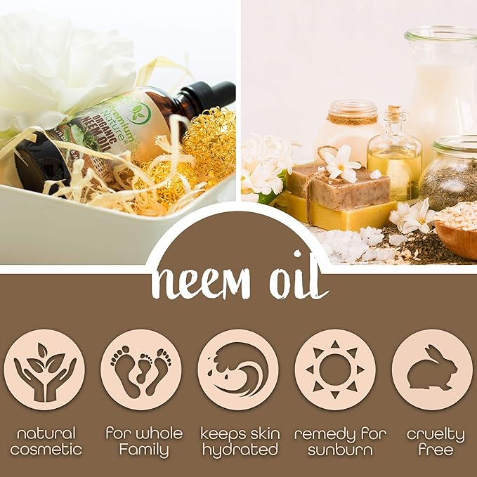 Organic Neem Oil for Skin Neem Oil for Hair Need Oil 100% Pure Cold Pressed Neem Oil for Essential Oil Mixing Neem Oil for Plants Neem Cake Massage Oil Neem Oil Spray for Indoor Plants 4oz
