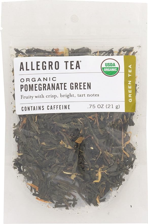 Allegro Tea, Organic Pomegranate Green, Loose Leaf Tea, 0.75 oz
