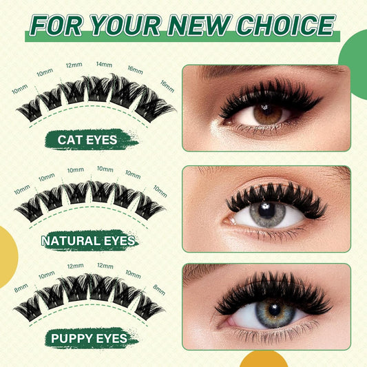 DIY Lash Extension Kit 144pcs 8-18MIX Lash Clusters with Super Hold Mascara Brush Bond and Seal Lash Remover Lash Applicators Lash Brush for KEYYOU DIY Lash Kit (Y10 Kit)