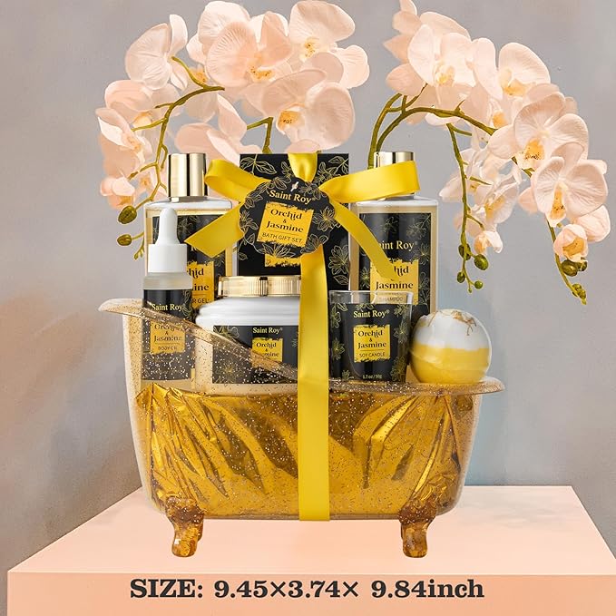 Mother's Day Gift Body & Skin Care Set, Spa Kit, Self-care Gifts, Spa Collection Gift Basket, Orchid Jasmine Bath and Body Gift Pampering Spa Gifts