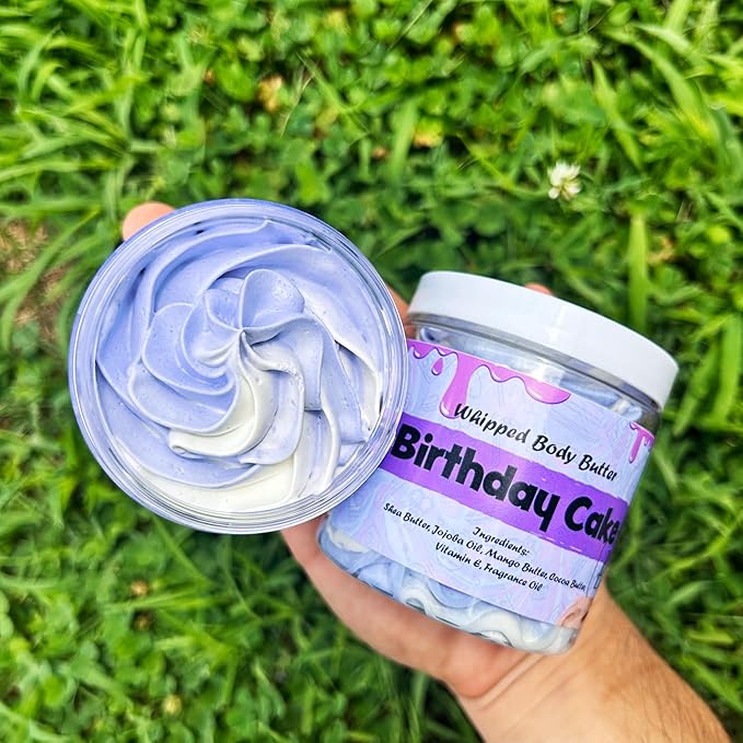 Birthday Cake Whipped Body Butter 8oz. With Shea Butter Mango Butter Cocoa Butter Creamy Natural Smooth Long-lasting Intense Moisturizer