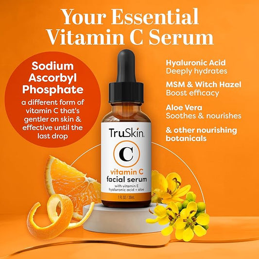 TruSkin Face Serum Trio – Hyaluronic Acid, Vitamin C & Retinol Serum for Face – Anti Aging Skin Care Set for Women – Skincare for Bright, Smooth, Hydrated & Firmer-Looking Skin, 1 fl oz, 3 Bottles