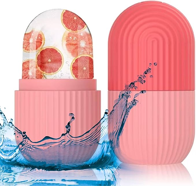 Ice Face Roller - Perfectly shaped for Face, Body, and Under Eyes - Ice Mold for Face Easy Handheld Design - Food-Grade Silicone material - Pamper Yourself with Ice - Facial Beauty Ice Roller (Pink)