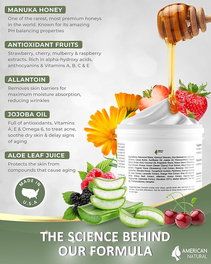 Los Angeles Enzyme Mask - Exfoliating Face Mask with Allantoin, Fruit Extracts, Manuka Honey - Moisturizing Face Mask - Hydrating Face Mask - Pore Cleansing Mask - USA (4oz)