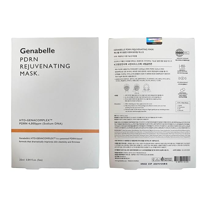 PDRN Rejuvenating Mask Sheet - Lightweight Glass Skin & Toning Mask Sheet with PDRN, Niacinamide, Hyaluronic Acid, To Deeply Hydrate, Cool, and Visibly Plump the Skin, 0.84 fl oz* 5ea