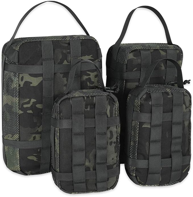 4 Set Tactical Packing Cubes ，Compressible Mesh Duffle Storage Bag,Portable Edc Molle Pouch Organizer.