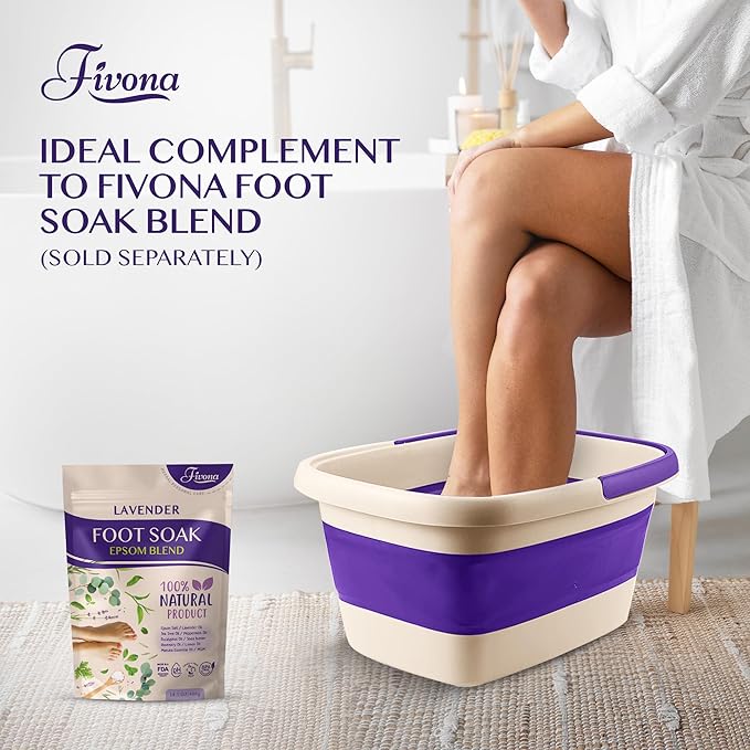 Fivona Collapsible Foot Soak Basin - Pedicure Foot Bath Soaking Tub for Tired Feet, Cracked Heels, Callus Removal & Foot Care