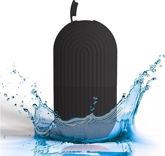 Ice Face Roller - Perfectly shaped for Face, Body, and Under Eyes - Ice Mold for Face Easy Handheld Design - Food-Grade Silicone material - Pamper Yourself with Ice - Facial Beauty Ice Roller (Black)