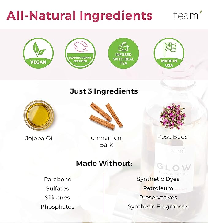 Teami Glow Jojoba Face Oil for Women with Coconut Oil, Camellia Seed & Vitamin E Oil for Skin - Facial Oil Cleanser for Sensitive, Normal, Oily & Dry Skin (2oz)