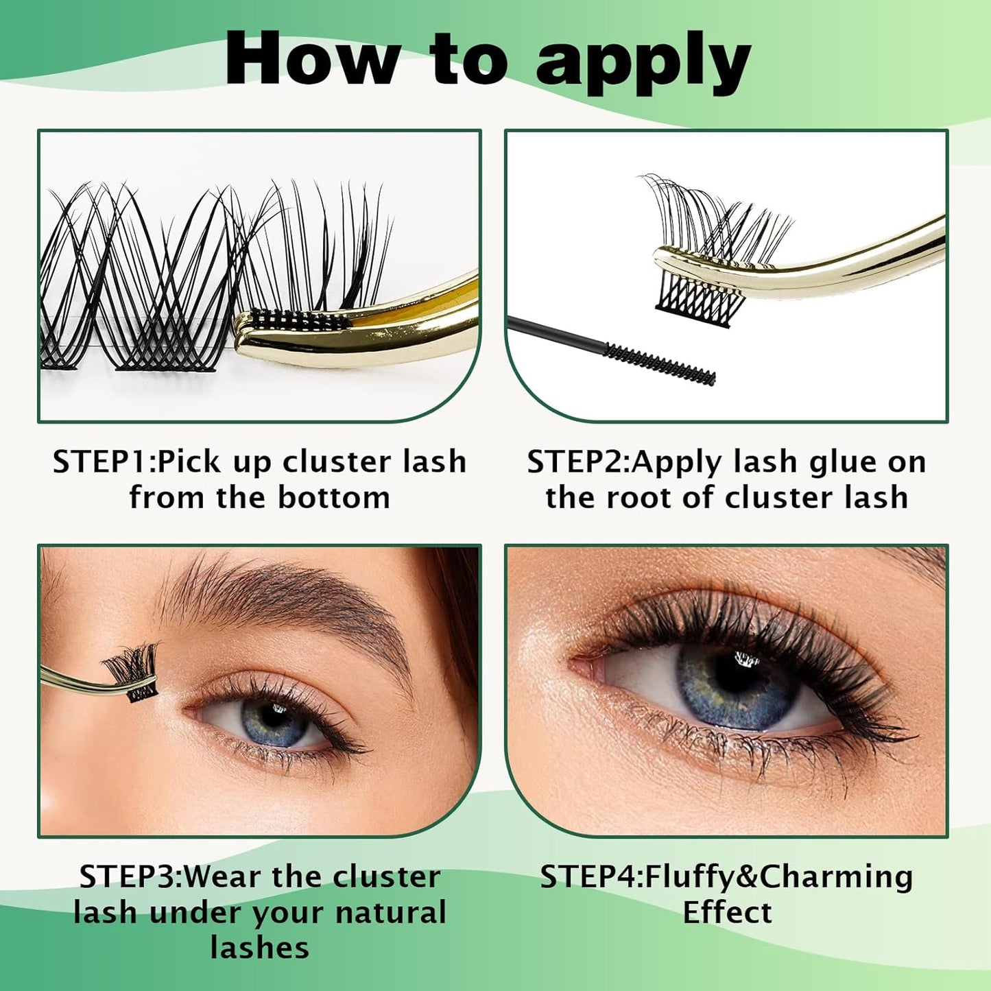 Lash Clusters,96 Pcs Cluster Lashes Y13 D Curl 12mm DIY Lash Extensions Eyelash Clusters,KEYYOU Volume Wispy Individual Lashes Soft&Comfortable Easy DIY at Home(Y13,D-12mm)