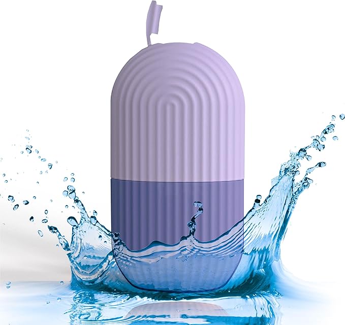 Ice Face Roller - Perfectly shaped for Face, Body, and Under Eyes - Ice Mold for Face Easy Handheld Design - Food-Grade Silicone material - Pamper Yourself with Ice - Facial Beauty Ice Roller (Purple)