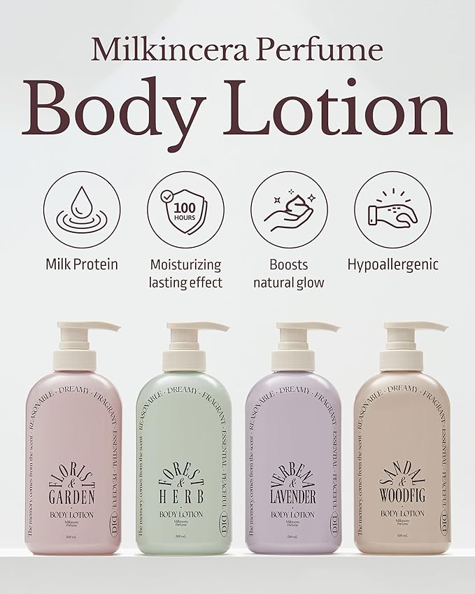 ODID Milk in Cera Perfume Body Lotion - Korean 100hr Moisturizing Body Moisturizer for All Skin Types - Natural Green Herb Scent - with Milk Protein and Ceramide, 16.9 fl.oz.