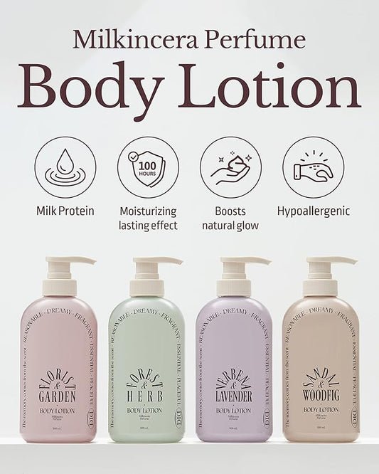 ODID Milk in Cera Perfume Body Lotion - Korean 100hr Moisturizing Body Moisturizer for All Skin Types - Natural Green Herb Scent - with Milk Protein and Ceramide, 16.9 fl.oz.