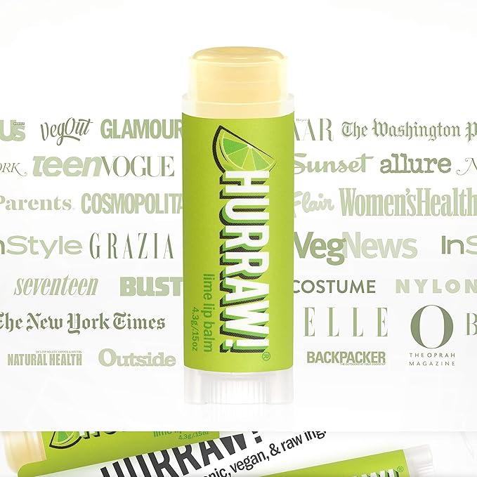 Hurraw! Lime Lip Balm, 2 Pack: Organic, Certified Vegan, Cruelty and Gluten Free. Non-GMO, 100% Natural Ingredients. Bee, Shea, Soy and Palm Free. Made in USA