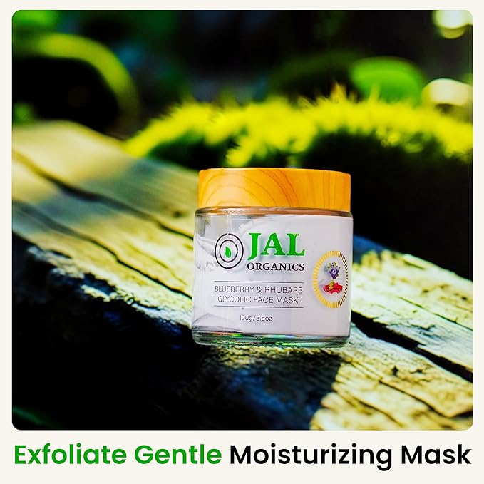 Blueberry & Rhubarb Hydrating Korean Clay Face Mask Skin Care with Hyaluronic Acid, Glycolic Acid, Exfoliate Gentle Moisturizing Pore Mask for Spa, Beauty, Anti Aging, Acne - For All Skin Types