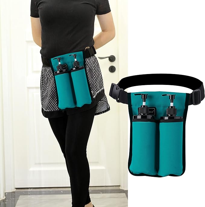 Massage Oil and Lotion Bottle Bag Holster for Therapists (Mail Green, 2 Bottle)