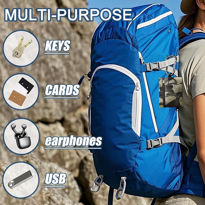 3 Pack Tactical EDC Keychain Pouch with Upgraded D-Ring - Military Mini Molle Utility Organizer for Outdoor, Hiking, Camping, Belt Gear, Zipper Pocket Bag