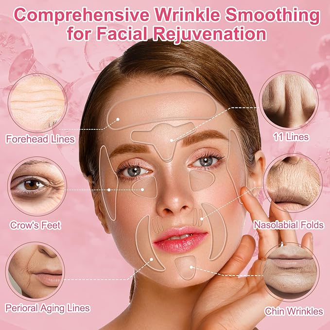 16 PCS Reusable Face Wrinkle Patches Kit | Face Patches for Wrinkles Overnight | Anti Wrinkle Patches | Facial Patches for Wrinkles | Forehead Wrinkle Patches | Face Lift Tape