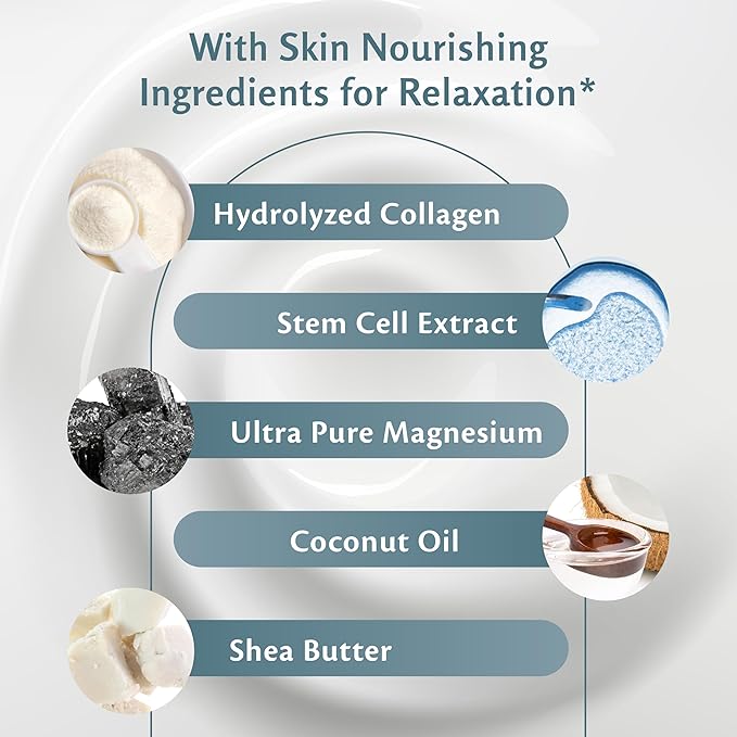 Unscented Magnesium Lotion for Sleep - Helps with Muscle Relaxation, Soothes Tired Legs, Supports Restful Nights, Moisturizes & Hydrates Skin - 8 fl oz - Magnesium Cream, Butter, Topical Magnesium