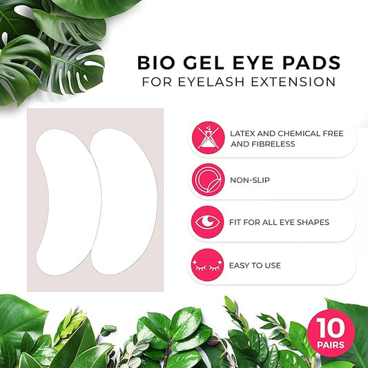 LLBA Biogel Eye Pads for Lash Extensions, Soft Sticky Under Eye Patches for Sensitive Skin, Eyelash Perm Lamination, Lash Extension Remover Supplies (10 Pairs, Style 2)