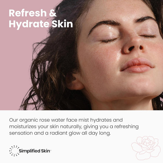 Rose Water Spray for Face & Hair – Pure USDA Organic Rosewater Toner – Refreshing Mist for Skin Care, Makeup & Locs – Natural Rose Scent, 4 Oz