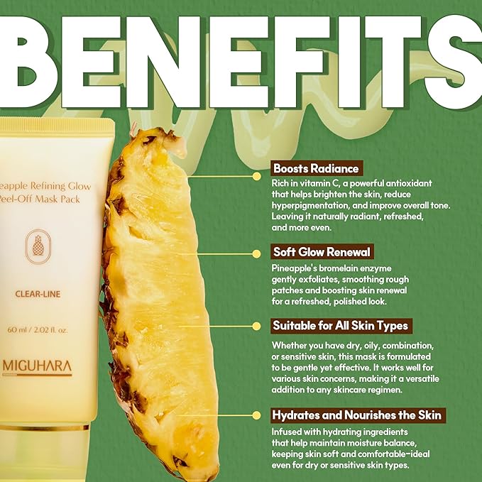 Pineapple Refining Glow Peel-Off Mask Pack, Clear-Line | Korean Skincare Mask Pack (60ml/2.02 fl.oz.)