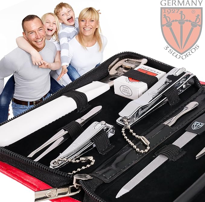 3 Swords Germany - Brand Quality 9-Piece Pedicure kit Set - Callus Remover and Nail Care Tools - Made in Solingen/Germany