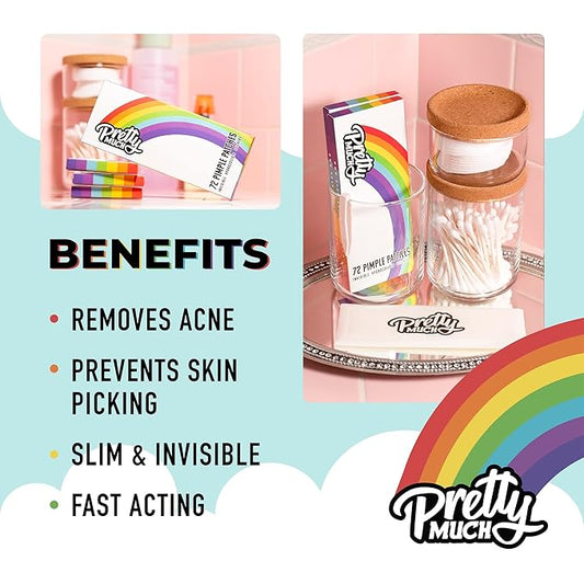 Pretty Much Pretty Patch Pack (1 Pack/72 Count) Pimple Patch, Acne Sticker, Acne Patch, Healing Blemish Dot, Anti-Pimple Popper Sticker, Natural and Gentle for All Skin Types, Day/Night Use
