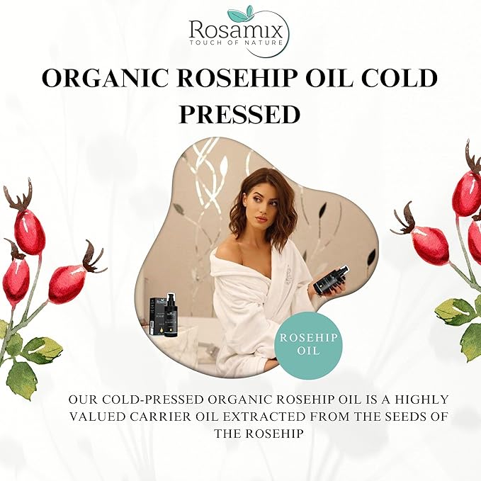 COLD PRESSED ROSEHIP OIL - 100% Pure and Natural Moisturizing Face, Hair, Body, Skin Care, 100ml