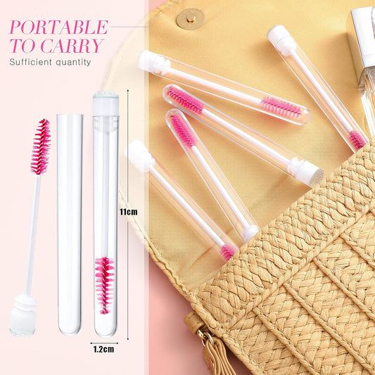 80 Pieces Disposable Mascara Brushes Tubes Set, 40 Pieces Empty Mascara Wand Tube with 40 Pieces Eyelash Brush Makeup Tool for Eyelash Extension(Colorful Sequins Style)