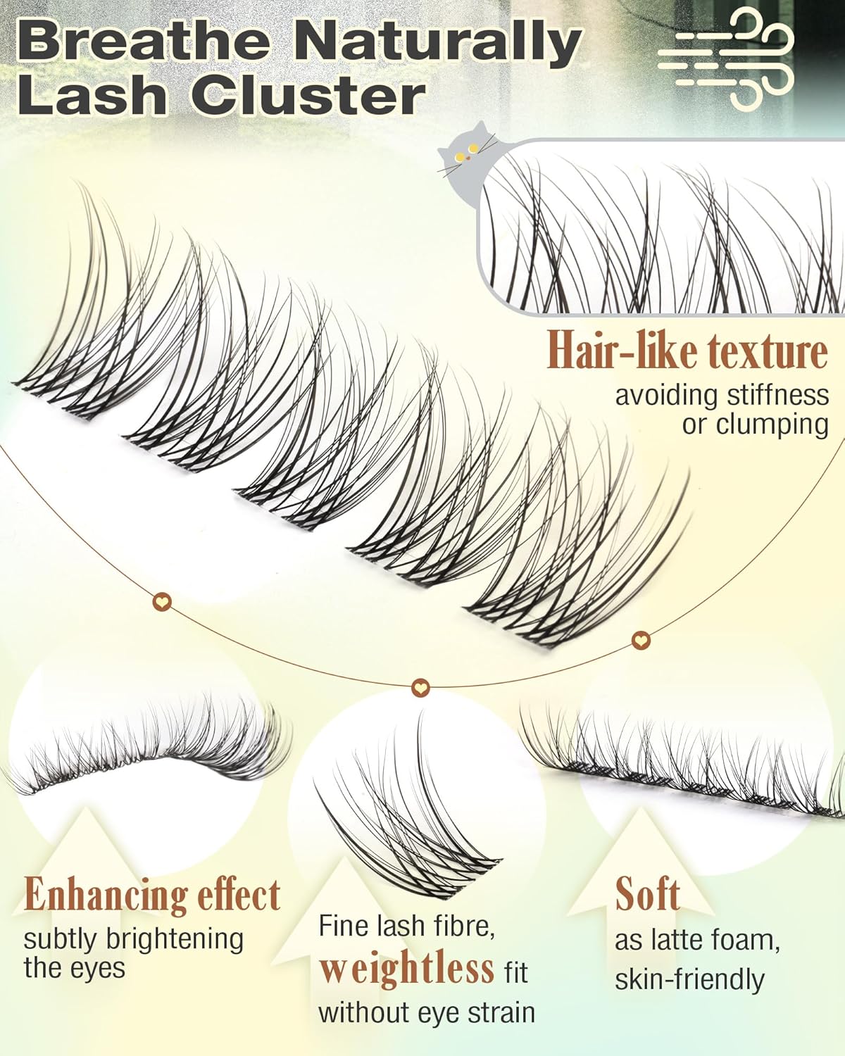 C Curl Wispy Lash Clusters Natural Cluster Eyelash Extensions Waterproof Eyelashes Clusters 10-16mm Clear Band Individual Lashes for DIY Lash Extensions by Goddvenus (120Pcs Soft & weightless)