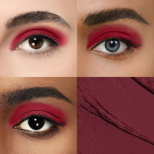 Longwear Cream Eye Shadow Sticks(71 Cranberry Matte),Smudge-Proof, Waterproof Eyeshadow,Silky Formula Glitter With Makeup Brush,Red Eyeshadow Stick