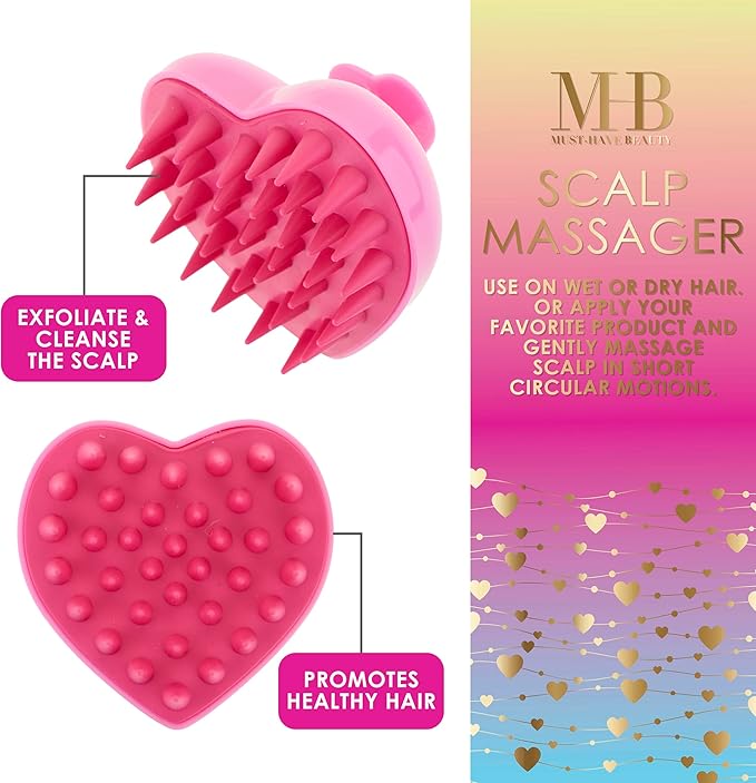 EXPRESSIONS Scalp Massager –1pc Pink Heart Shaped Scalp Massaging Tool to Rejuvenate Scalp & Hair Follicles, Ergonomic Design Silicone Scalp Scrubber for Everyday Scalp Care