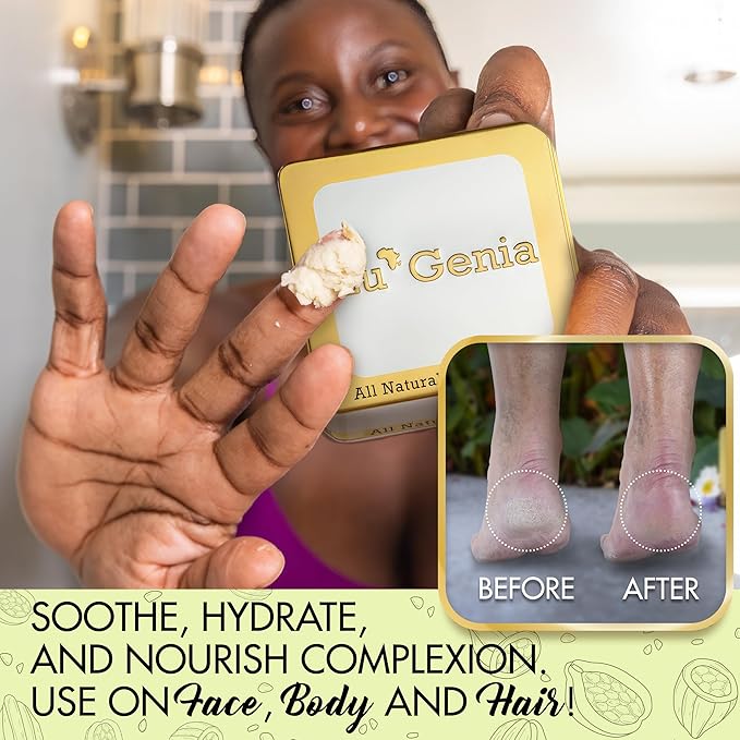 Eu'Genia Extra Strength Shea Butter Gift Set – Tins with Bag Gift Note & Tissue Paper – Intensive Moisturizing & Nourishing Shea Butter (2 Pack, Unscented & Lavender)