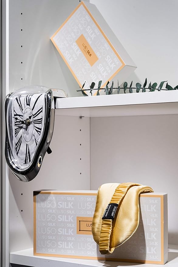 LUSSO 21mm 100% Pure Mulberry Silk Sleep Mask, 100% Silk Inside Out, Super Soft, Anti-Aging, Champagne