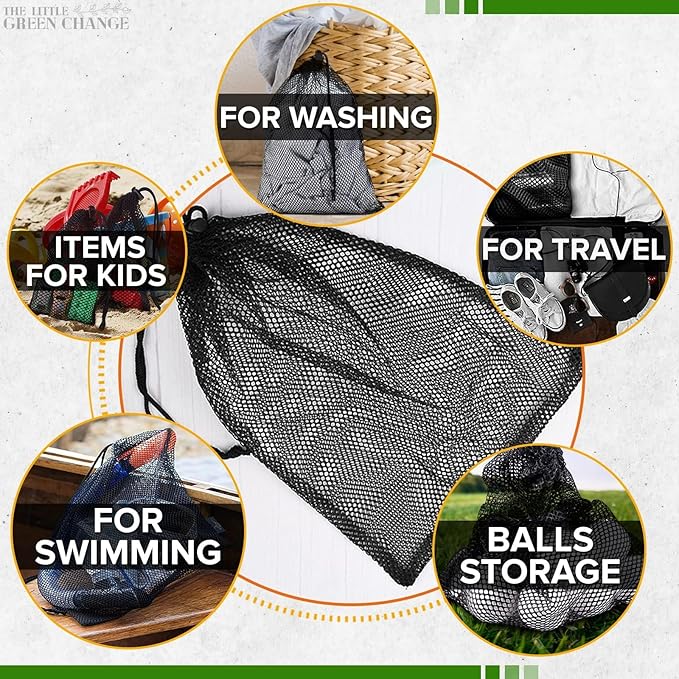 10PCS Nylon Mesh Bags with Drawstring - Multipurpose Mesh Bags for Storage and Carrying Goods While Traveling or Camping
