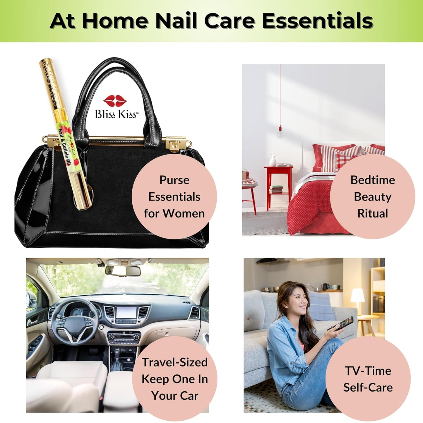 Bliss Kiss | 1 Juicy Raspberry Fragrance | Nail Oil Cuticle Pen w/Vitamin E & Jojoba⏤Nail Strengthener Nail Growth Serum for Brittle Peeling Breaking Thin Nails