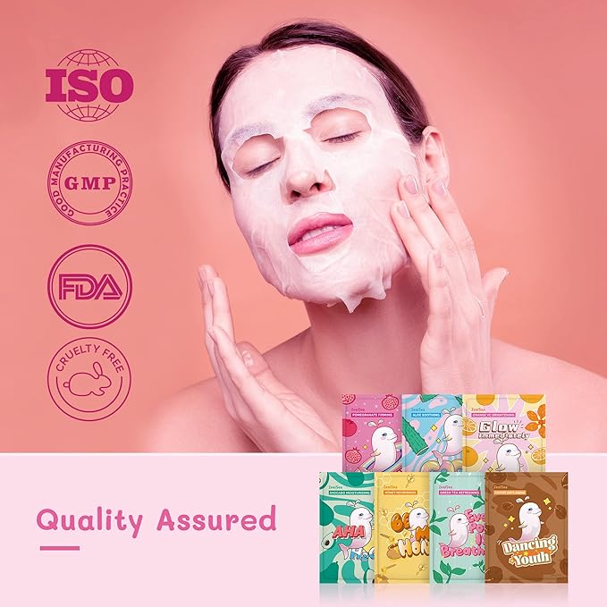 ZealSea Face Masks Skincare, Facial Masks for Women Skin Care, Sheet Masks Beauty with Natural Ingredients, Birthday Party Spa Gift for Kids Teens Girls, Hydrate and Soothe for All Skin Types 14 Pack