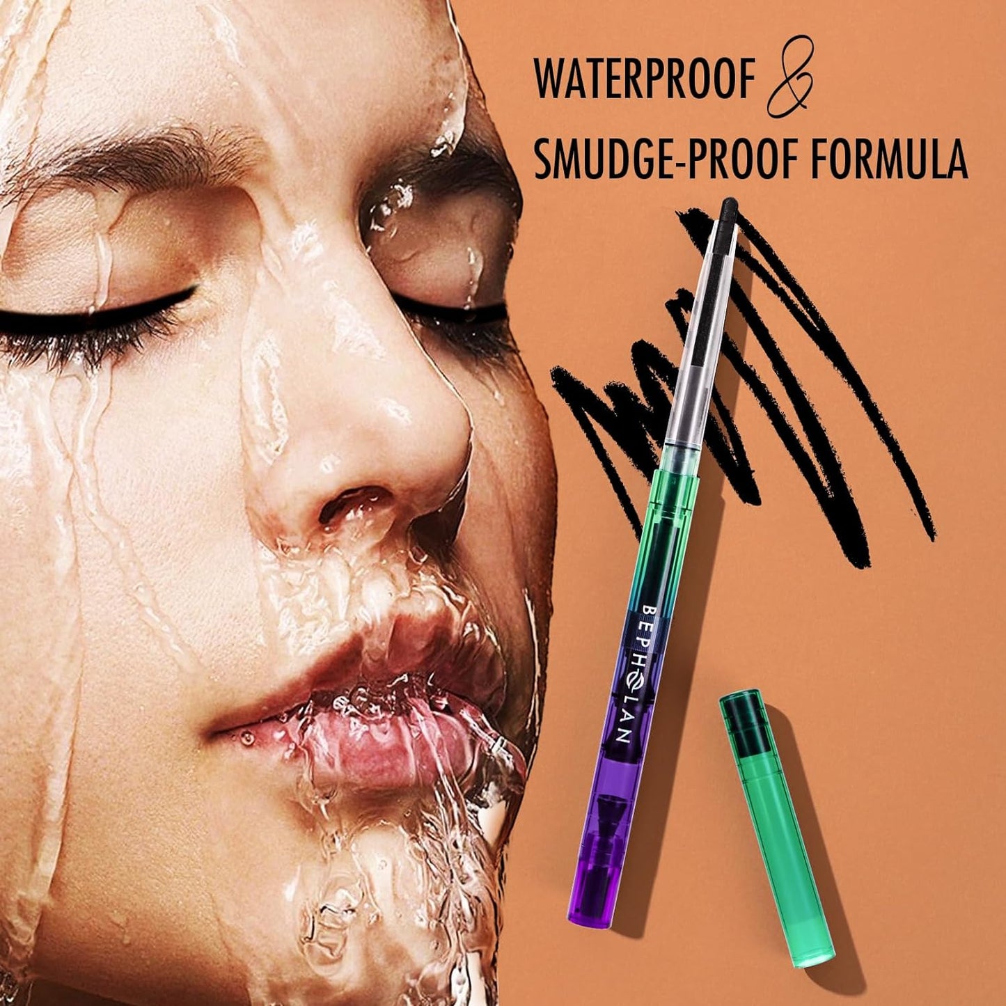 BEPHOLAN Black Eyeliner Pencils,Waterproof Gel Eyeliner Pencil Black Waterline Eye Liner Pen for Women Waterproof Smudge Proof Long-lasting (BLACK)