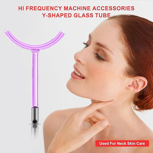 Electrode Wand Glass Tube Handheld Spare Parts for Hi Frequency Instrument Elitzia ETHB01 (Purple Y Shape)