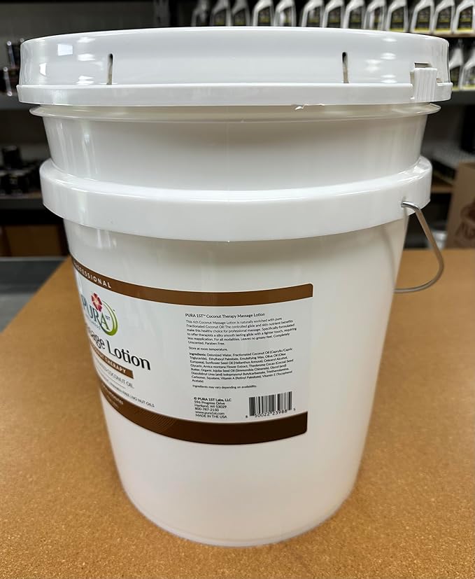 Coconut Therapy 5 Gallon Massage Lotion, Professional Deep Tissue, Natural Ingredients, Wellness Vitamin, Hydrating, Unscented for Physical Recovery, Muscle Relief, Non-Greasy