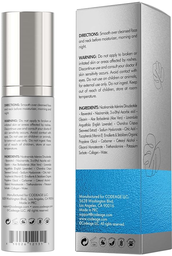 Eternal Platinum NAD Serum, Resveratrol, Niacinamide, Collagen, Vitamin C & E, Aloe Vera, English Lavender, Nicotinamide Aging NAD Booster Skin Care Face Moisturizing Wrinkles Firming, 3.4 FL. Oz.