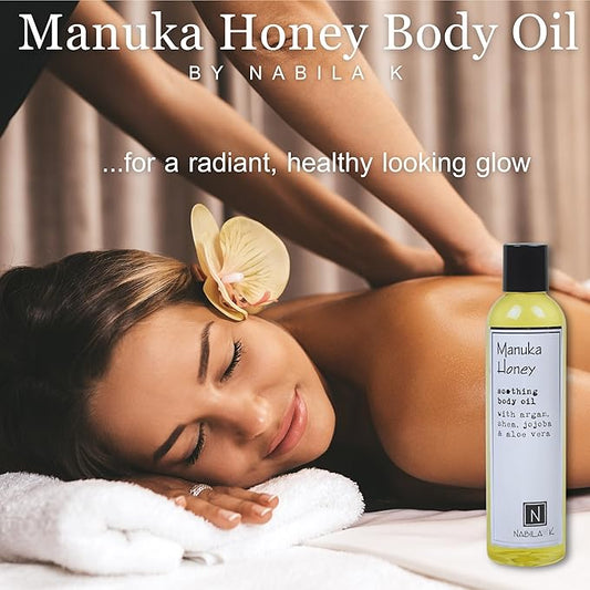 Manuka Honey Body Oil, 9 oz Moisturize & Nourish with Argan & Coconut Oil - Vitamin C Enriched - Naturally Derived