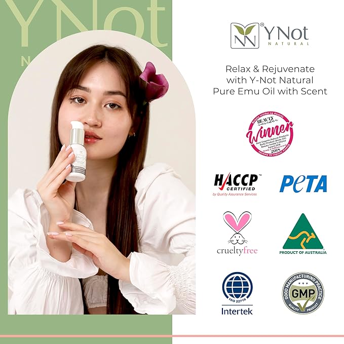 Emu Oil Pure Skin Moisturizer - Nail, Body, Face, Scalp & Hair Moisturizer with Omega 3, 6, 9, Vitamins, & Minerals - Australian Emu Oil for Skincare by Y-Not Natural - 200mL, Rose Canvas